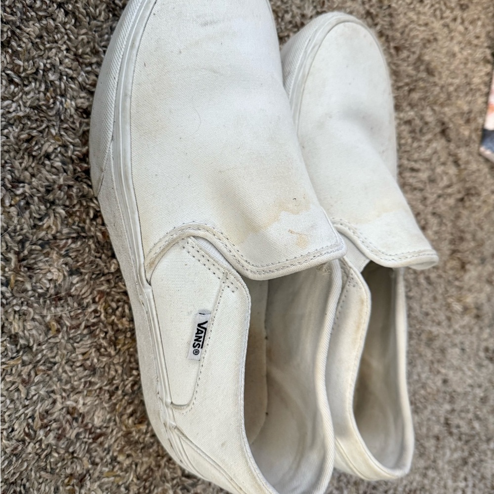 Vans Classic White Canvas Slip-Ons - Picture 3 of 8